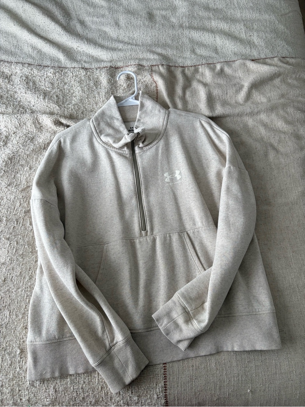 Under Armour Light Beige Quarter-Zip Pullover Sweatshirt